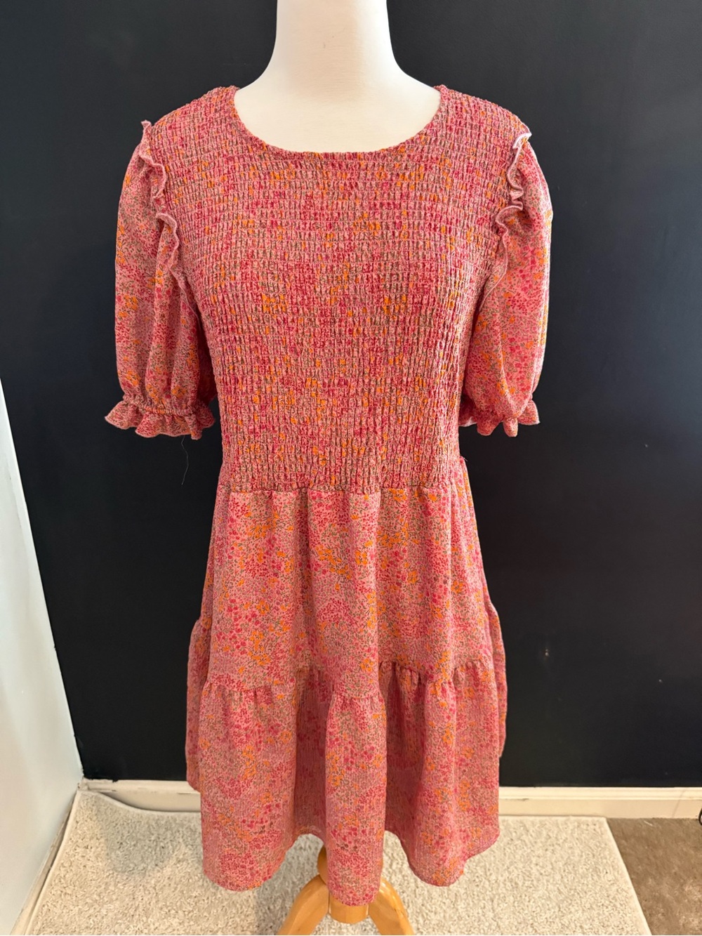 wild fable Pink Floral Smocked Tiered Mini Dress